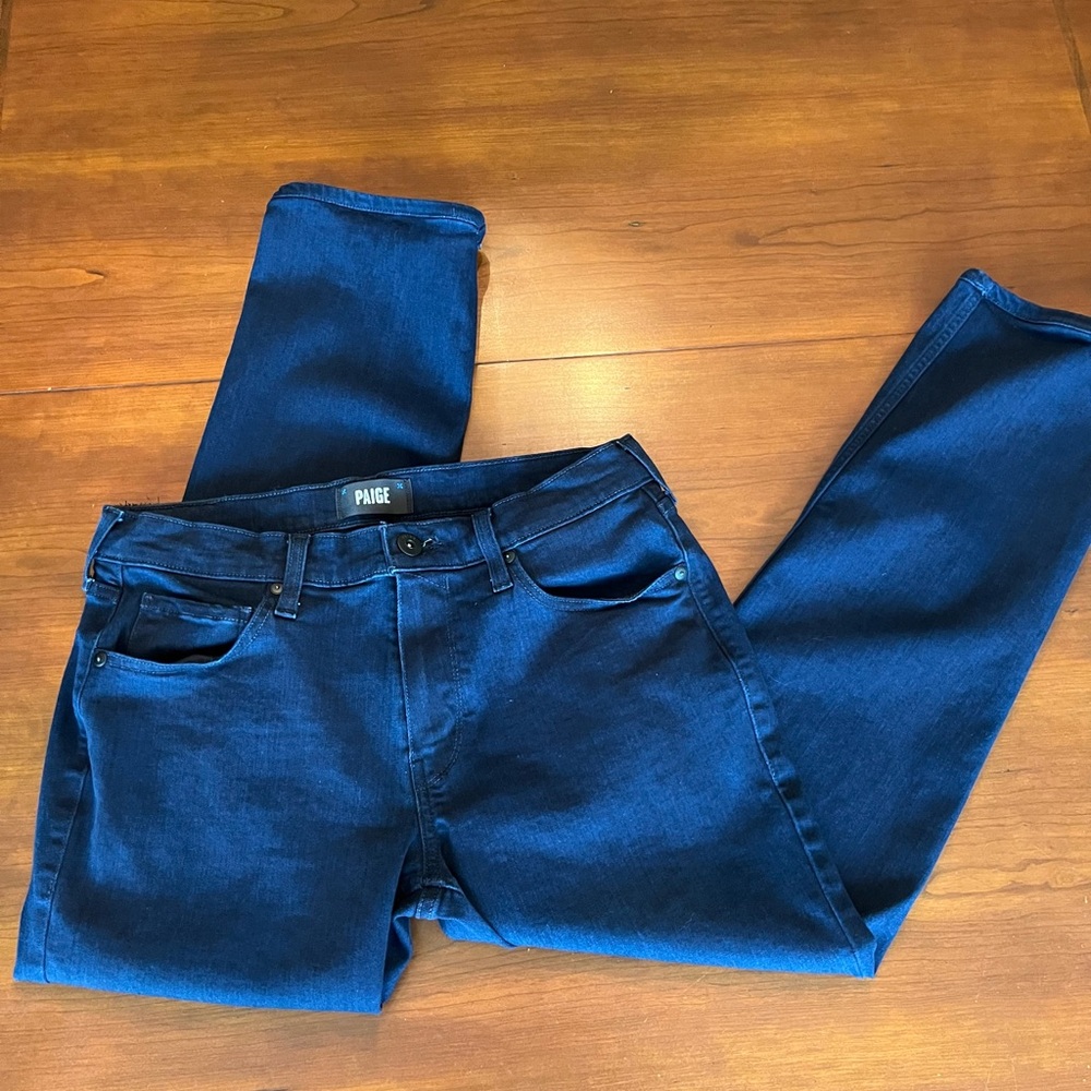 Paige Mens Federal Slim Straight Jeans Dark Blue Wash Daryl Sz 31